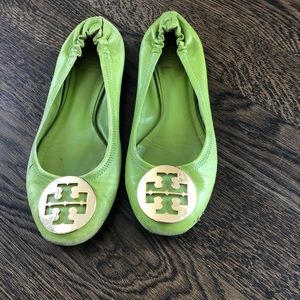 Tory Burch light green flats size 6 used condition